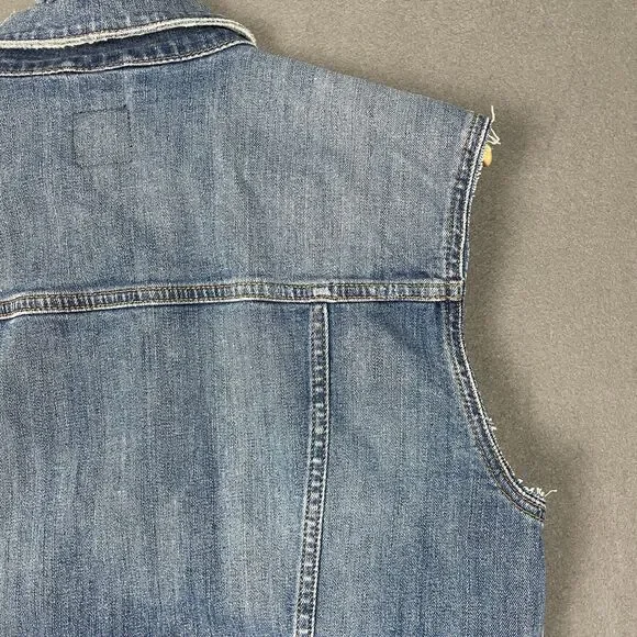 Joe's Biker Trucker Vest Womens Large Blue Denim Grunge Classic Moto Vintage - Picture 12 of 16